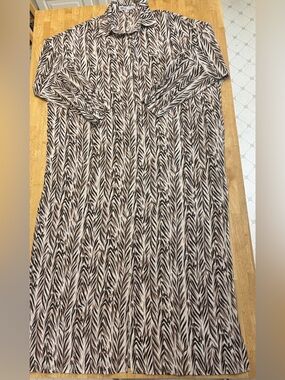 Rebdolls Brown and Cream Zebra-Print Button Front Dress w/Dolman Sleeves